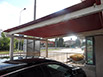 Pergola modello futura realizzarta in alluminio pre-verniciato e con copertura in telo tencate resinato sulle due facce.